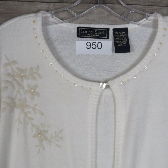 Laura Scott* Women's Long Sleeve Crew Neck Straight Hem Embroider Sweater~20/22W - Picture 10 of 16